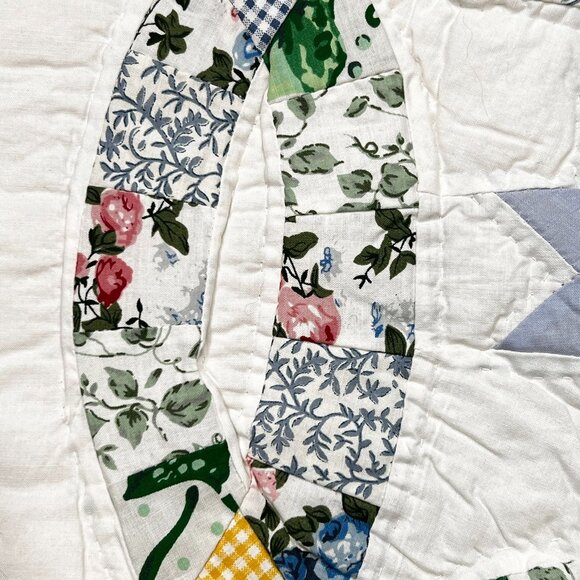 2 Standard Pillow Shams Double Wedding Ring  Patchwork Hand Stitched Country Far - Picture 11 of 11